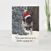 パグが付いているおもしろいな休日の挨拶状 シーズンカード (正面)