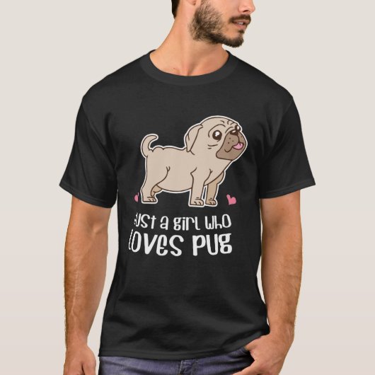 パグが大好きな女の子 Tシャツ (正面)