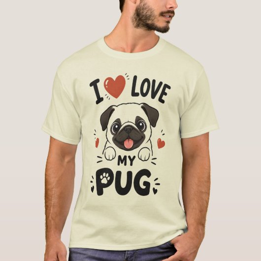 パグが大好き Tシャツ (正面)