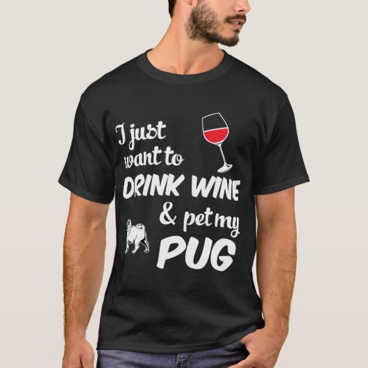 パグが好きな人への面白い犬グッズ Tシャツ (正面)