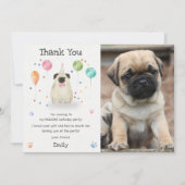 パグが子犬の誕生日パーティー サンクス カード (正面)