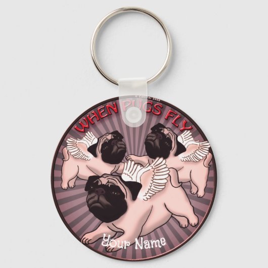 パグが飛ぶとき キーホルダー (正面)