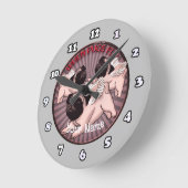 パグが飛ぶとき ラウンド壁時計 (傾斜)