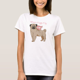 パグが飛ぶ時 Tシャツ