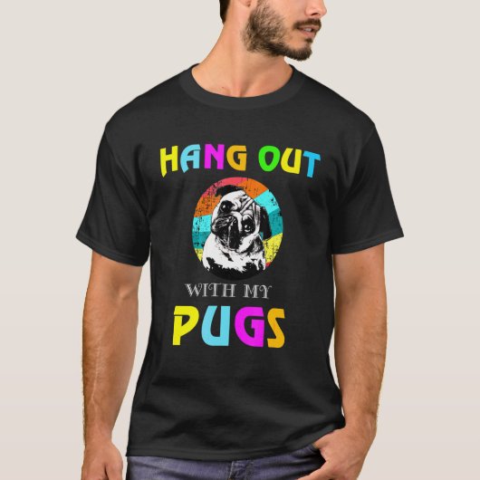パグちゃんと一緒に出かけよう パグ Tシャツ (正面)