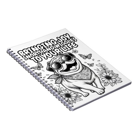 パグで人生に喜びを与えるノート ノートブック (右側)