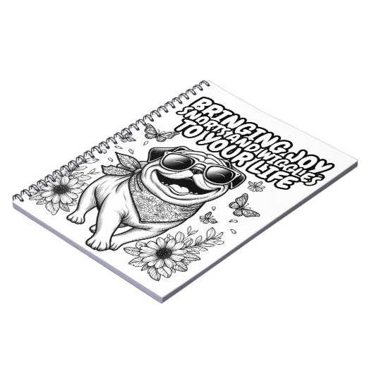 パグで人生に喜びを与えるノート ノートブック (左側)