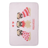 パグとキスかわいいパグ犬 バスマット (正面縦)