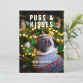 パグとキスペットドッグクリスマス シーズンカード (スタンド正面)