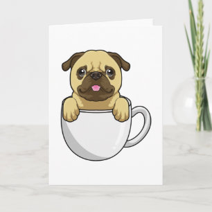 パグとコップのコーヒー カード