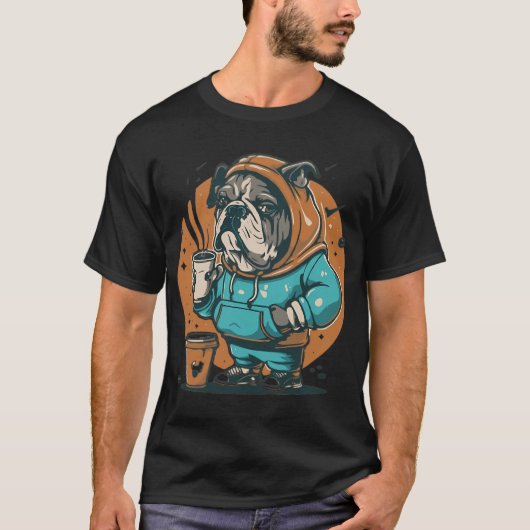 パグとコーヒー クラシック Tシャツ (正面)