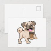 パグとコーヒー　トゥーゴー ポストカード (正面/裏面)