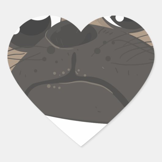 パグとコーヒー ハートシール (正面)