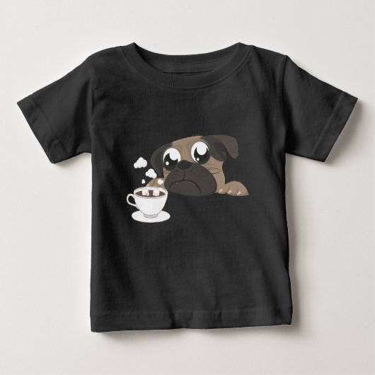 パグとコーヒー ベビーTシャツ (正面)