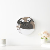 パグとコーヒー ラウンド壁時計 (ホーム)