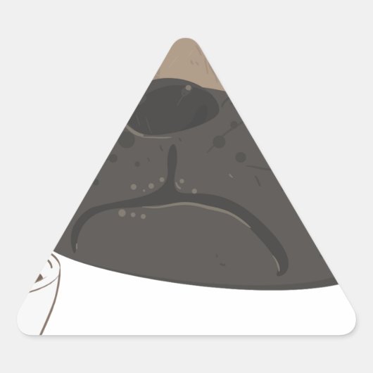 パグとコーヒー 三角形シール (正面)