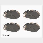 パグとコーヒー 楕円形シール (シート)