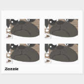 パグとコーヒー 長方形シール (シート)