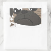 パグとコーヒー 長方形シール (バッグ)