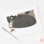 パグとコーヒー 長方形シール (封筒)