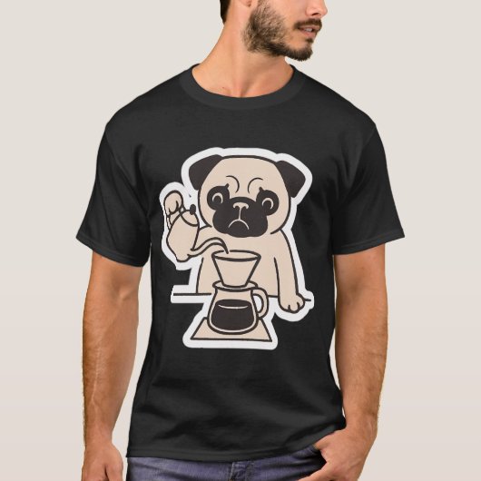 パグとコーヒー Tシャツ (正面)