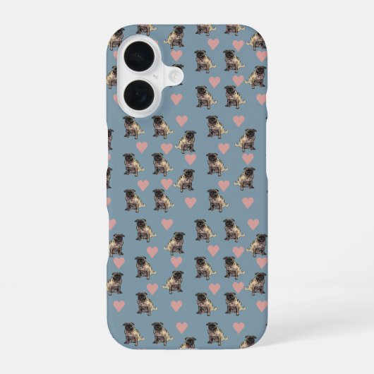 パグとハート iPhone 16ケース (裏面)