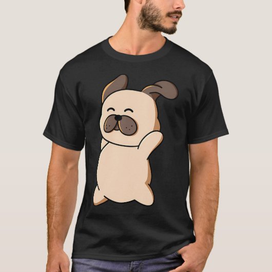 パグとピザスライス Tシャツ (正面)
