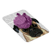 パグとヴィンテージパープルハット マグネット (右側)