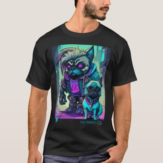 パグと人狼のグラフィティアート 6 Tシャツ (正面)