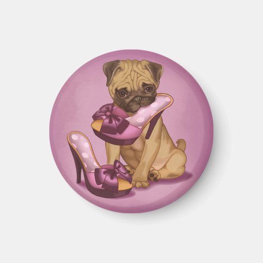 パグと弓の靴 マグネット (正面)