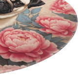 パグと牡丹の花ウィリアム・モリスインスパイア カッティングボード (角)