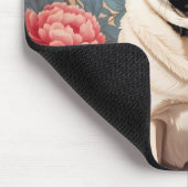 パグと牡丹の花ウィリアム・モリスインスパイア マウスパッド (コーナー)