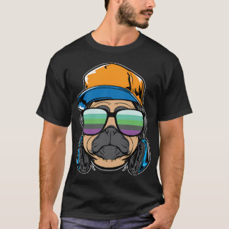 パグと犬好きの面白いヒップスターパグ Tシャツ