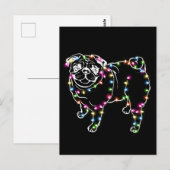 パグにクリスマスライト パグの飼い主 クリスマスギフト ポストカード (正面/裏面)