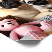 パグのお母さんと子犬 ポスター (角)