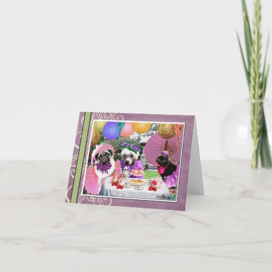 パグのお茶会 カード (正面)