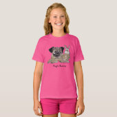 パグのかわいい漫画の犬 Tシャツ (正面フル)