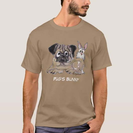 パグのかわいい漫画の犬 Tシャツ (正面)