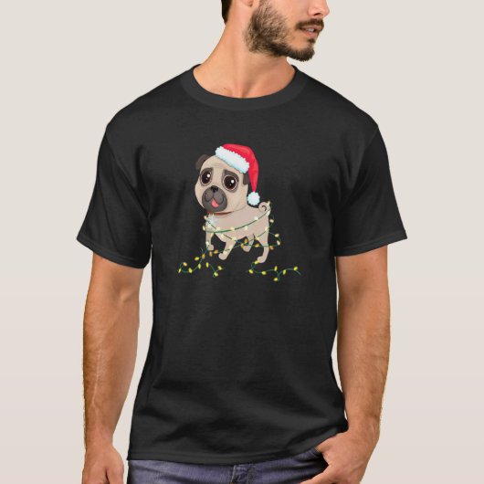 パグのためのクリスマス Tシャツ (正面)