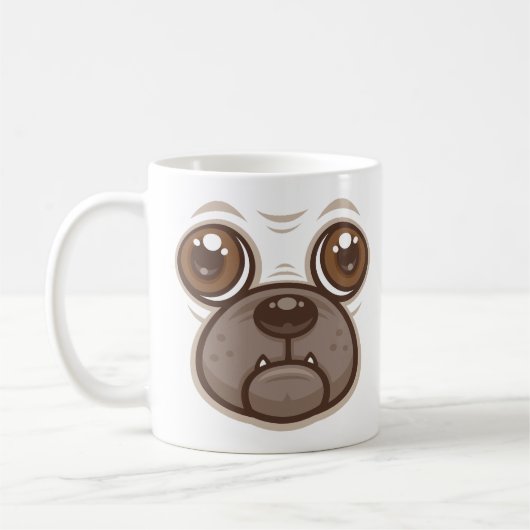 パグのキャラクターマグ カワイイ犬の顔 コーヒーマグカップ (左)