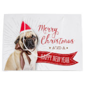 パグのギフト包むバッグ ラージペーパーバッグ (正面)