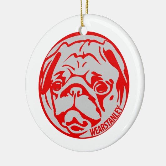 パグのクリスマスのオーナメント セラミックオーナメント (左)