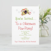 パグのクリスマスの招待状 招待状 (スタンド正面)