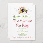 パグのクリスマスの招待状 招待状 (正面/裏面)