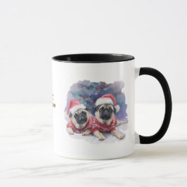 パグのクリスマスコーヒーマグ マグカップ