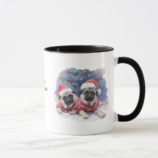 パグのクリスマスコーヒーマグ マグカップ