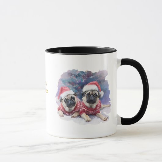 パグのクリスマスコーヒーマグ マグカップ (右)