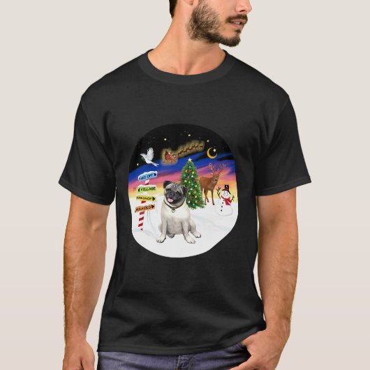 パグのクリスマスサイン 805 Tシャツ (正面)