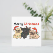 パグのクリスマス動物たち かわいい犬 メリークリスマス 招待状 (スタンド正面)