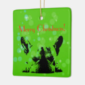 パグのクリスマス セラミックオーナメント (左)